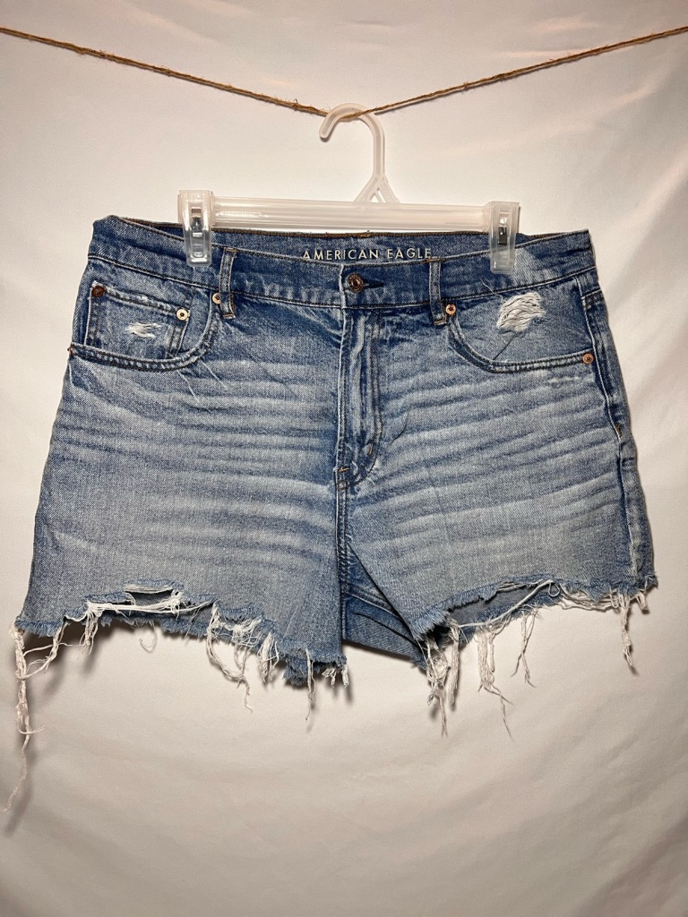 American Eagle Distressed Denim Cutoff Shorts - Light Blue Size 12